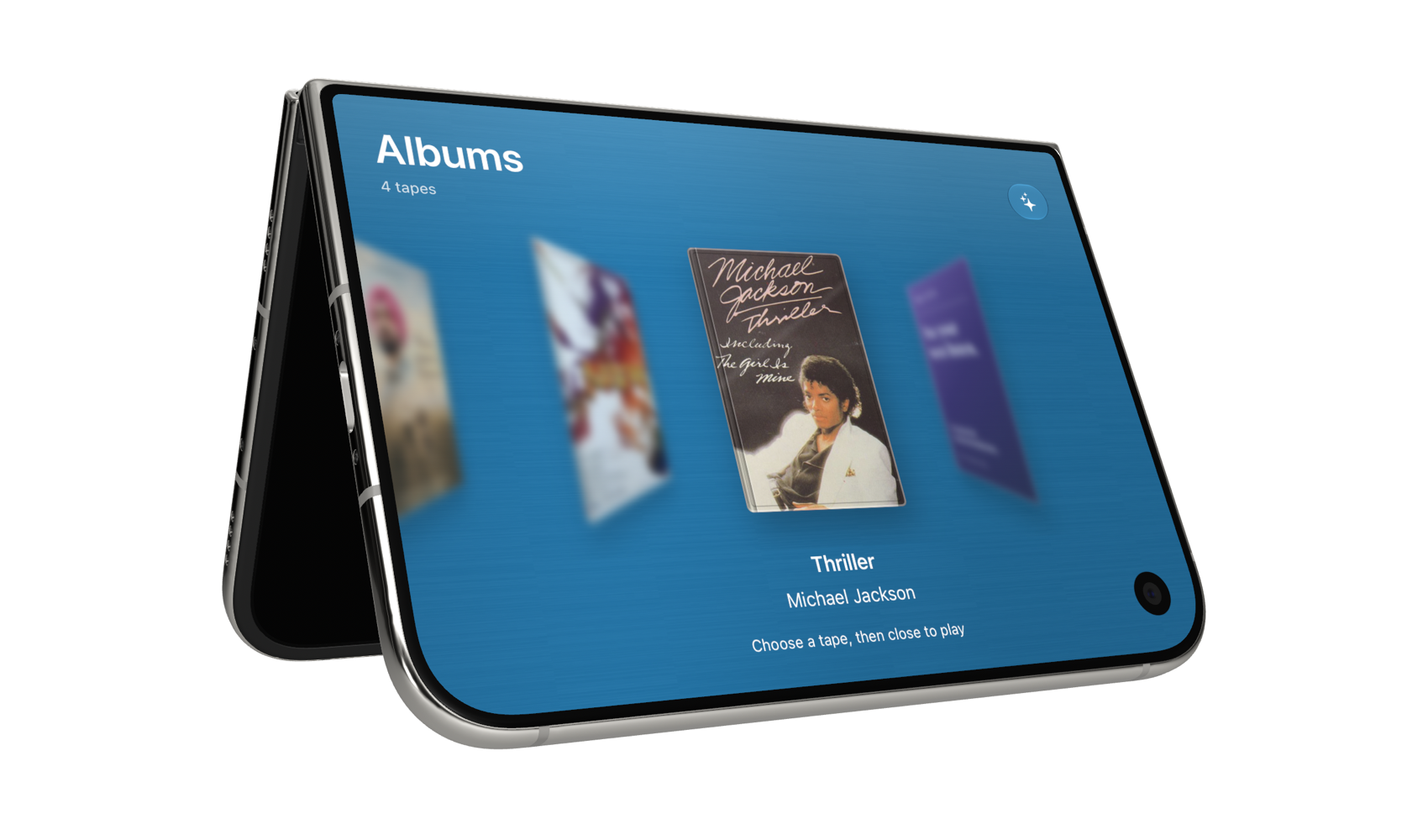 Duo-Man in tent mode: a full-screen tape picker